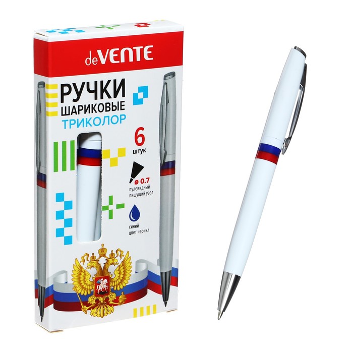 Ручка шариковая авт deVENTE &quot;Триколор&quot; 0,7мм, синие чернила 5070300