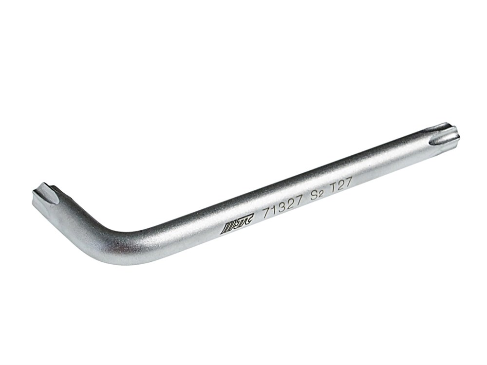 JTC-71327 - Ключ TORX Г-образный T27 L=64мм JTC - 
Материал: S2.
Размер: Т27.
Длина: 64 мм.
Ширина: 21 мм.
Количество шт. в упаковке: 20.