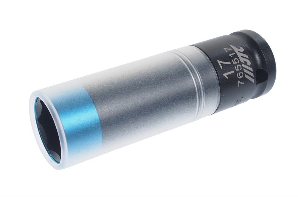 JTC-765517 - Головка для литых дисков 17мм L=85мм ударная JTC - 
Усиленная конструкция.
Увеличенный срок службы.
Прозрачная втулка из ПВХ для безопасного монтажа/демонтажа дисков.