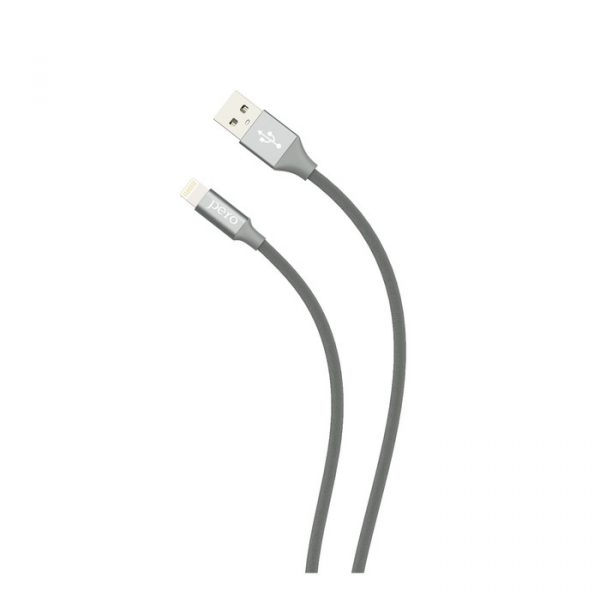 Кабель PERO DC-02, Lightning - USB, 2,4 А, 1 м, тканевая оплетка, серый — изображение 3