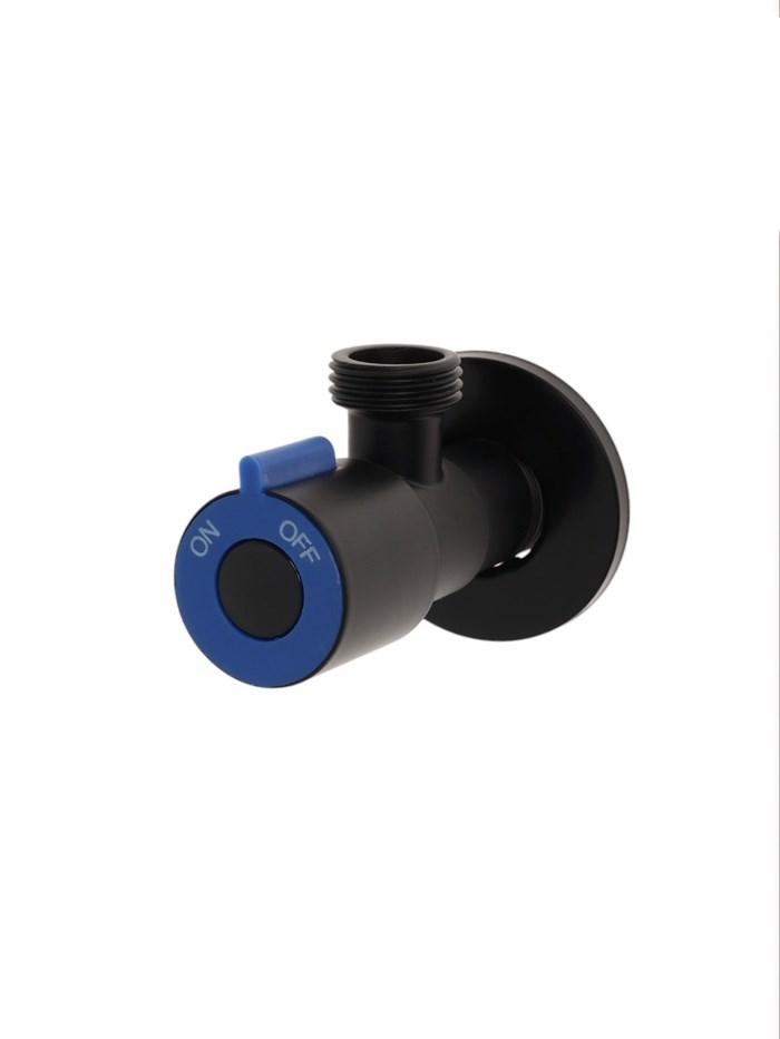 Кран угловой ZEIN engr, 1/2&quot; х 1/2&quot;, кран-букса латунь/керамика, нерж. сталь, черный/синий   1045088