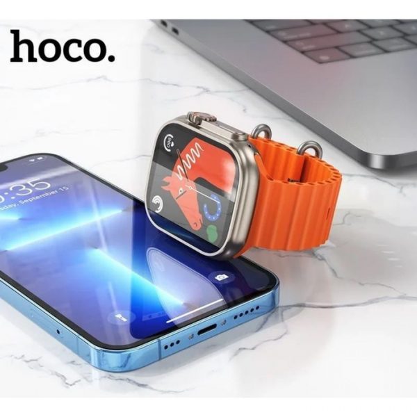 Смарт-часы Hoco Y12 Ultra, 1.96,240х280,BT5.0,320 мАч,поддержка вызова,Lightning,золотистые — изображение 4