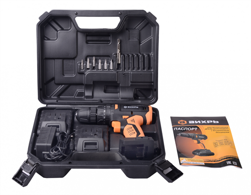 16595265_big Дрель-шуруповерт аккумуляторная Вихрь ДА-18Л-2К/Б (бесщеточный двигатель) — изображение 16