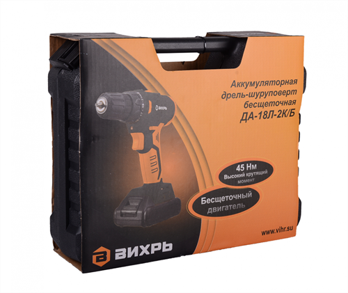 16595267_big Дрель-шуруповерт аккумуляторная Вихрь ДА-18Л-2К/Б (бесщеточный двигатель) — изображение 18