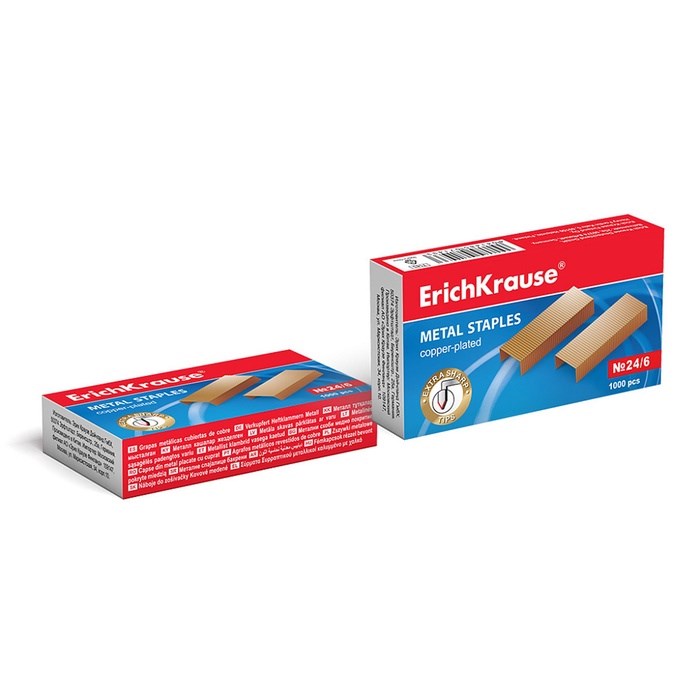 16853301_big Скобы для степлера ErichKrause №24/6, омедненные, 1000 штук — изображение 2