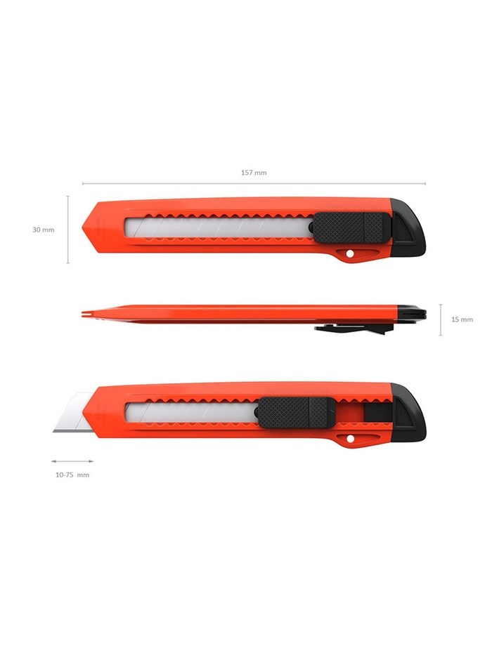 16853499_big Нож канцелярский 18 мм, ErichKrause Standart, с системой фиксации лезвия push-lock и насадкой для безопасного отделения сегмента лезвия, МИКС — изображение 4
