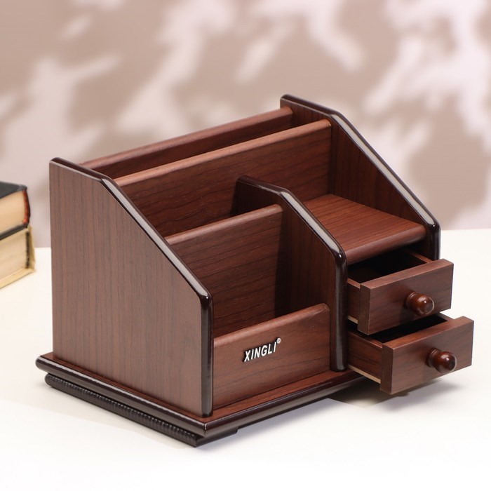 16859124_big Органайзер 4 секции, 2 выдвижных ящика, серия Орех с кантом темным, микс 14*19 — изображение 3