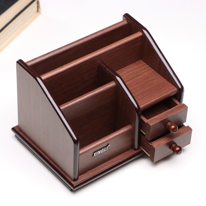 16859125_big Органайзер 4 секции, 2 выдвижных ящика, серия Орех с кантом темным, микс 14*19 — изображение 4