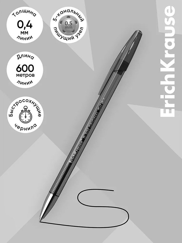 16866263_big Набор ручек гелевых 4 цвета R-301 ORIGINAL Gel, узел 0.5 мм, чернила: синие, чёрные, красные, зелёные, длина линии письма 600 метров, европодвес — изображение 4