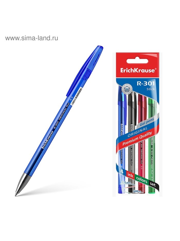 16866270_big Набор ручек гелевых 4 цвета R-301 ORIGINAL Gel, узел 0.5 мм, чернила: синие, чёрные, красные, зелёные, длина линии письма 600 метров, европодвес — изображение 11