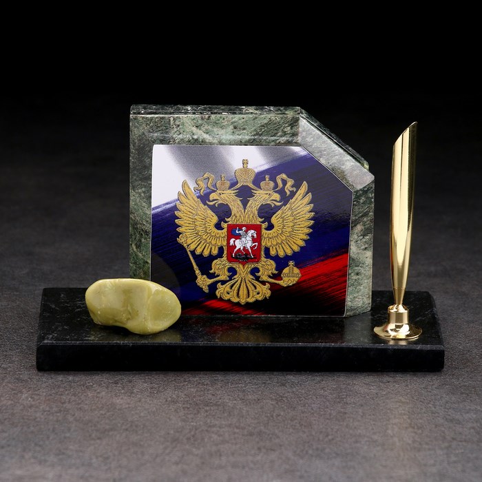 16866407_big Набор настольный "Флаг с гербом", скос, змеевик — изображение 3