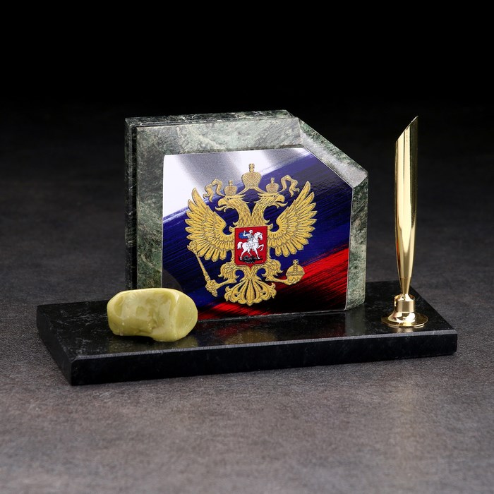 16866408_big Набор настольный "Флаг с гербом", скос, змеевик — изображение 4