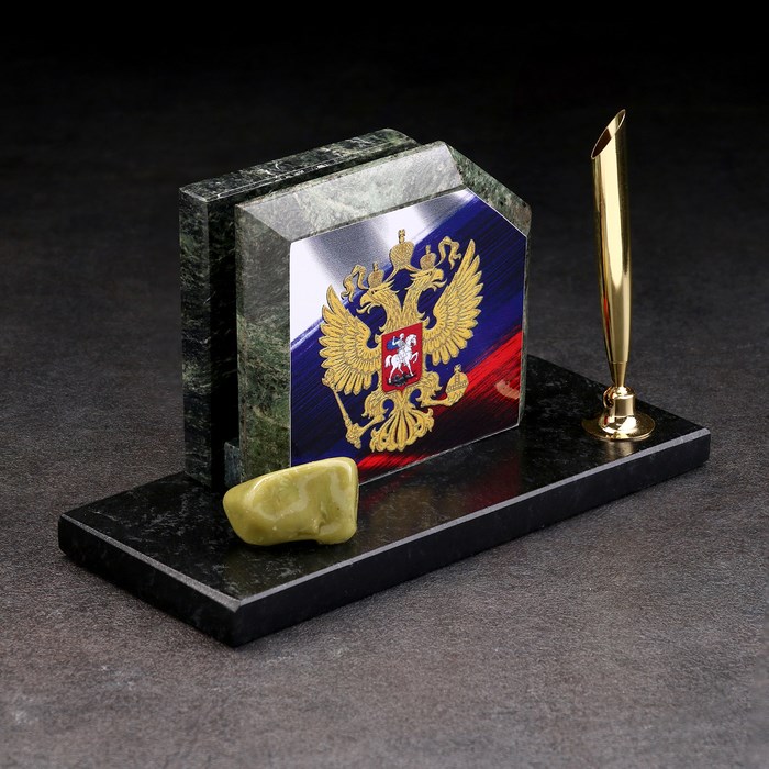 16866410_big Набор настольный "Флаг с гербом", скос, змеевик — изображение 6