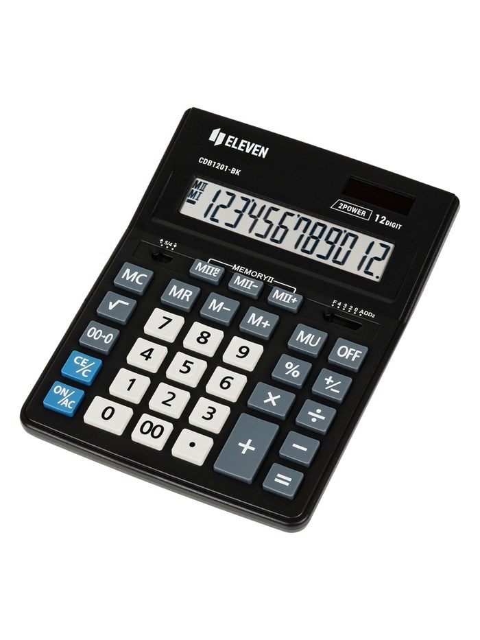Калькулятор настольный Eleven Business Line &quot;CDB1201-BK&quot;, 12-разрядный, 155 х 205 х 28 мм, двойное питание, чёрный