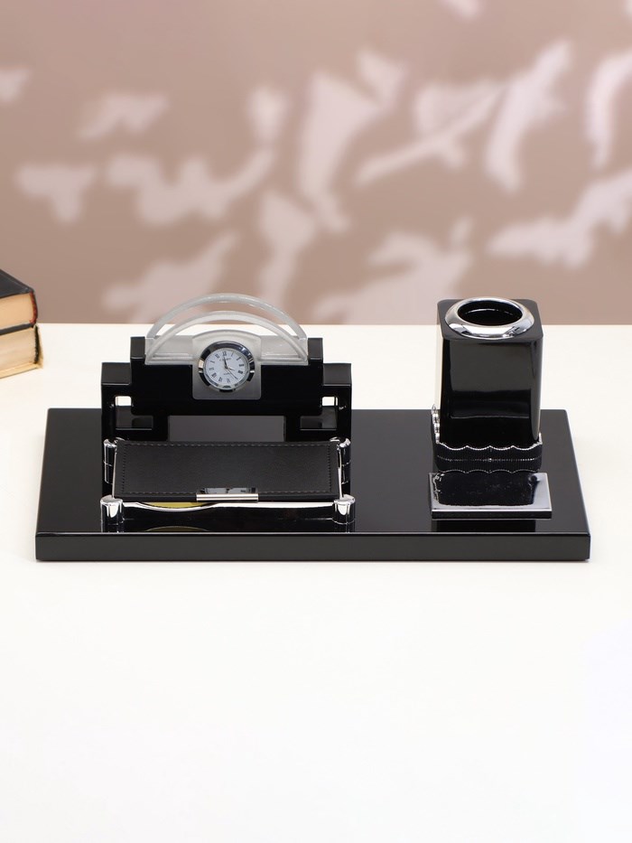 16873614_big Набор настольный 4в1 с визитницей и часами, 34х17х13 см — изображение 3