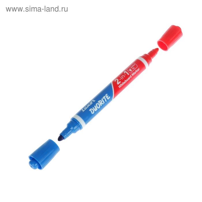 16878398_big Маркер для белых досок Luxor Duorite, 1-3 мм, двусторонний, пулевидный, синий/красный — изображение 4
