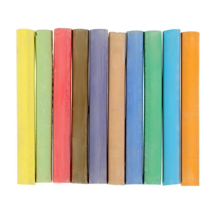 16879079_big Мелки для рисования "Гамма", цветные, 10 штук, мягкие, круглая форма, картонная коробка — изображение 2