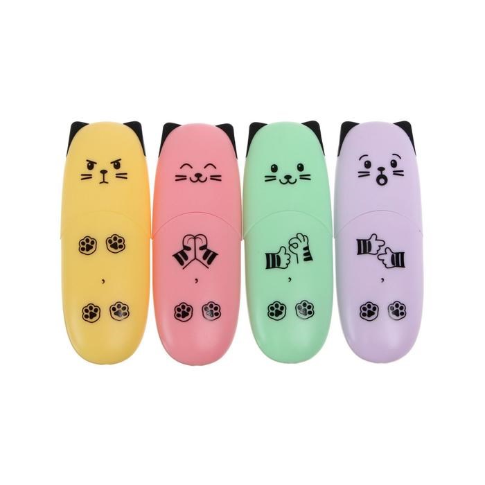 16883730_big Набор маркеров текстовыделителей 4 цвета Pastel , 5,0 мм, deVENTE Kitty (пастельные цвета), мини-корпус с АНТИБАКТЕРИАЛЬНЫМ покрытием, в пластиковой упаковке — изображение 2