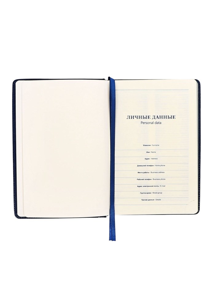 16895296_big Ежедневник НЕдатированный А5, 136 листов в линейку, кожзам "Небраска", серебряный срез, синий — изображение 5