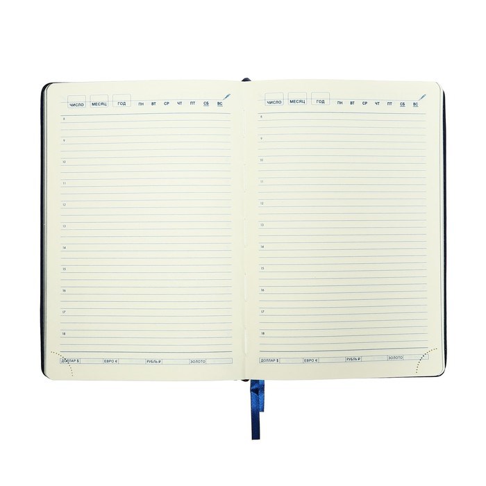 16895305_big Ежедневник НЕдатированный А5, 136 листов в линейку, кожзам "Небраска", серебряный срез, синий — изображение 14