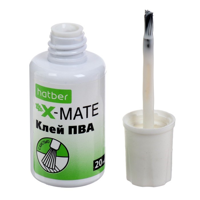 16895447_big Клей ПВА 20мл, Hatber X-Mate, с кисточкой — изображение 3