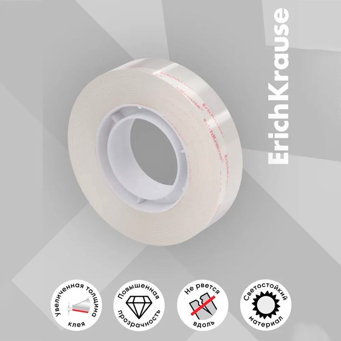16913185_big Клейкая лента канцелярская, 18 мм х 33 метра, ErichKrause Crystal, суперпрозрачная, дисплей, цена за 1шт. — изображение 3
