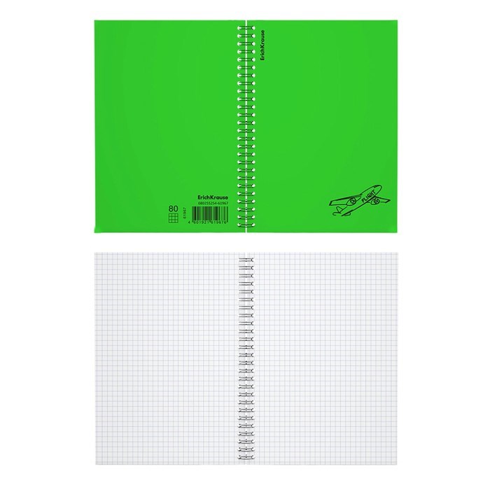 16928293_big Тетрадь А5 80 листов в клетку на спирали ErichKrause Motion, с пластиковой обложкой зеленый, — изображение 2