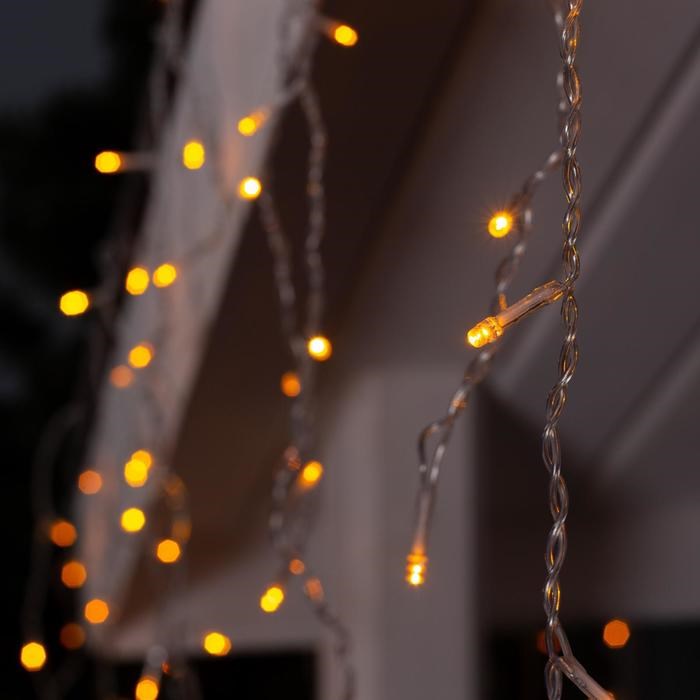 16951572_big Гирлянда «Бахрома» 4 × 0.6 м, IP44, прозрачная нить, 180 LED, свечение жёлтое, 8 режимов, 220 В — изображение 3