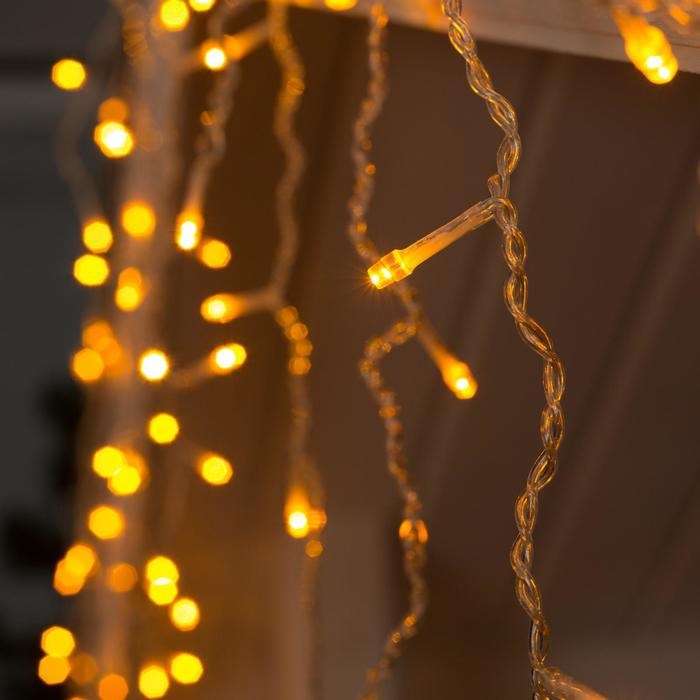 16951622_big Гирлянда «Бахрома» 3 × 0.6 м, IP44, УМС, прозрачная нить, 160 LED, свечение жёлтое, 220 В — изображение 2