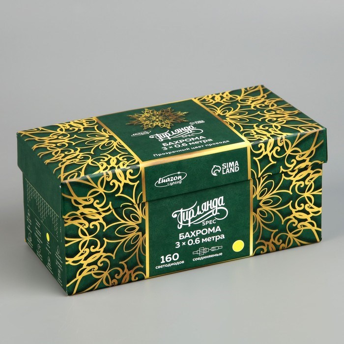 16951628_big Гирлянда «Бахрома» 3 × 0.6 м, IP44, УМС, прозрачная нить, 160 LED, свечение жёлтое, 220 В — изображение 8