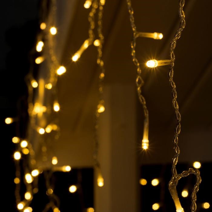 16953296_big Гирлянда «Бахрома» 3 × 0.6 м, IP44, УМС, прозрачная нить, 160 LED, свечение тёплое белое, 220 В — изображение 2