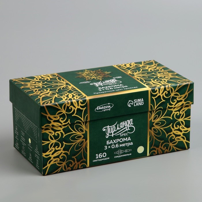 16953300_big Гирлянда «Бахрома» 3 × 0.6 м, IP44, УМС, прозрачная нить, 160 LED, свечение тёплое белое, 220 В — изображение 6