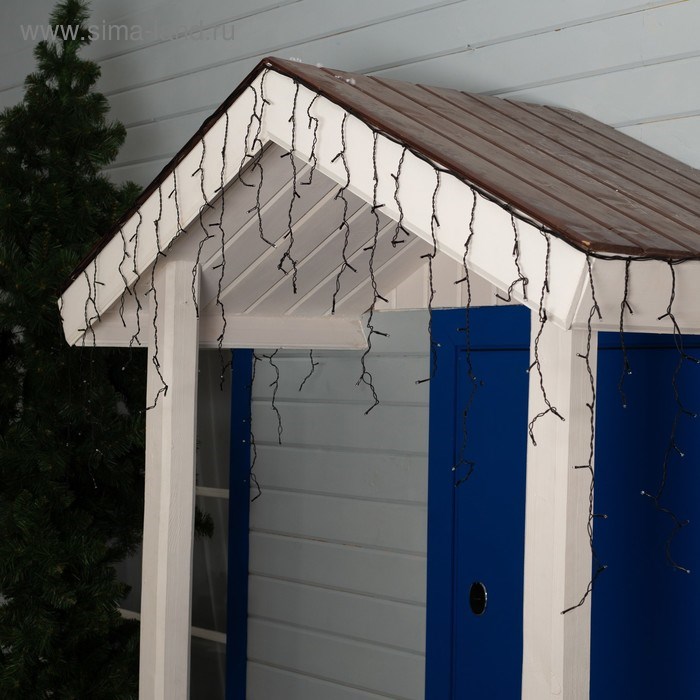 16957646_big Гирлянда «Бахрома» 3 × 0.6 м, IP44, УМС, тёмная нить, 160 LED, свечение зелёное, мерцание белым, 220 В — изображение 2