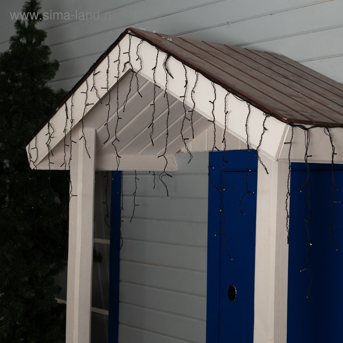 16961288_big Гирлянда «Бахрома» 3 × 0.6 м, IP44, УМС, тёмная нить, 160 SMD-LED, свечение мульти, 220 В — изображение 2