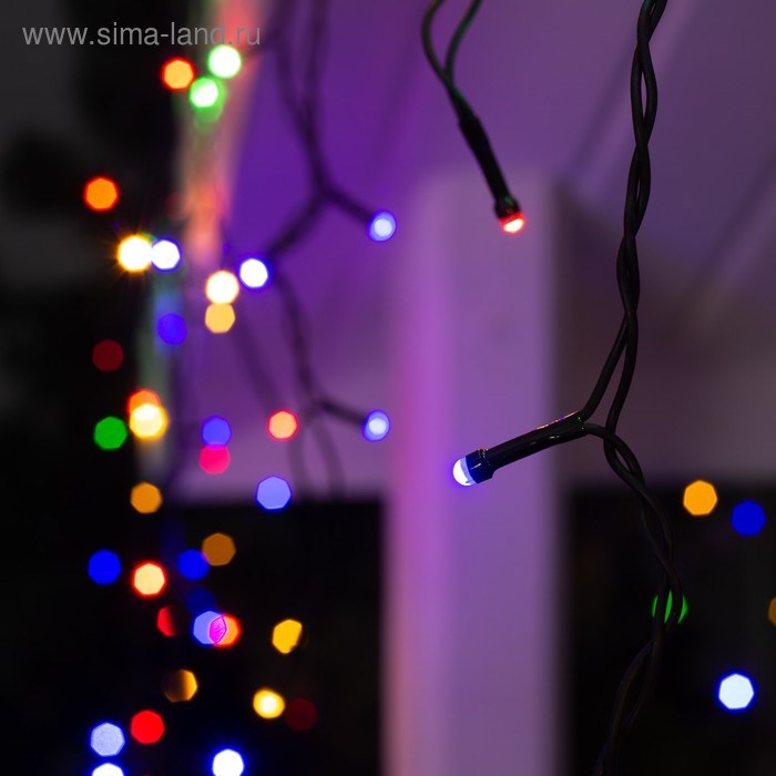 16961289_big Гирлянда «Бахрома» 3 × 0.6 м, IP44, УМС, тёмная нить, 160 SMD-LED, свечение мульти, 220 В — изображение 3