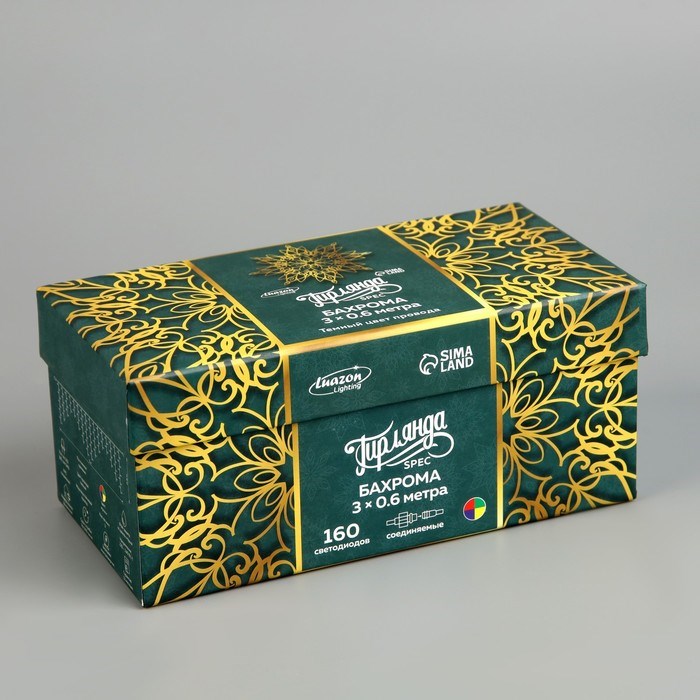 16961293_big Гирлянда «Бахрома» 3 × 0.6 м, IP44, УМС, тёмная нить, 160 SMD-LED, свечение мульти, 220 В — изображение 7