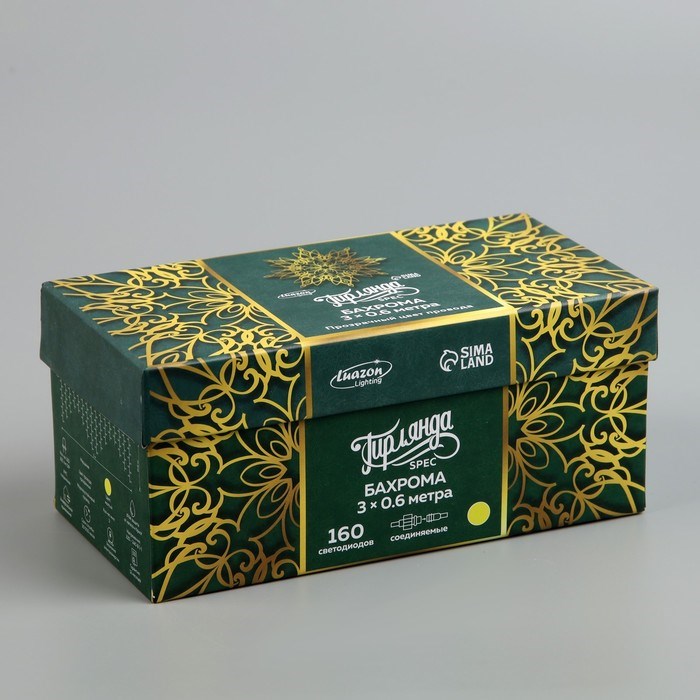 16961883_big Гирлянда «Бахрома» 3 × 0.6 м, IP44, УМС, прозрачная нить, 160 LED, свечение жёлтое, мерцание белым, 220 В — изображение 6