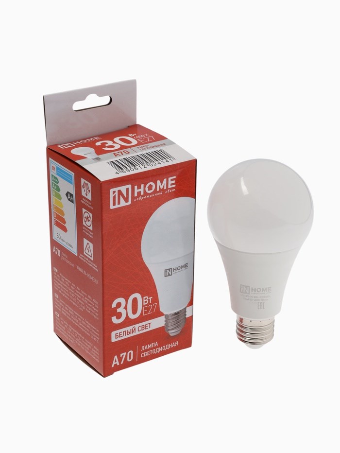 Лампа светодиодная IN HOME LED-A70-VC, Е27, 30 Вт, 230 В, 4000 К, 2850 Лм
