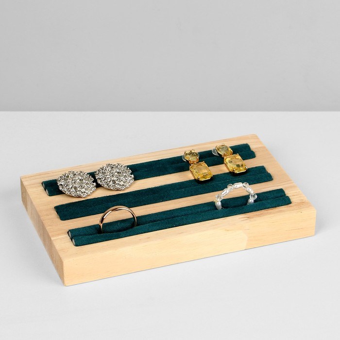 17048409_big Подставка под кольца, 3 полосы, дерево, 15×10×2 см, цвет зелёный — изображение 2