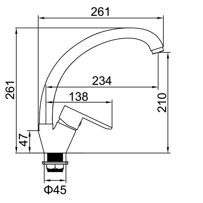 17090149_big Смеситель для кухни Accoona A4008, однорычажный, с гайкой, хром — изображение 4