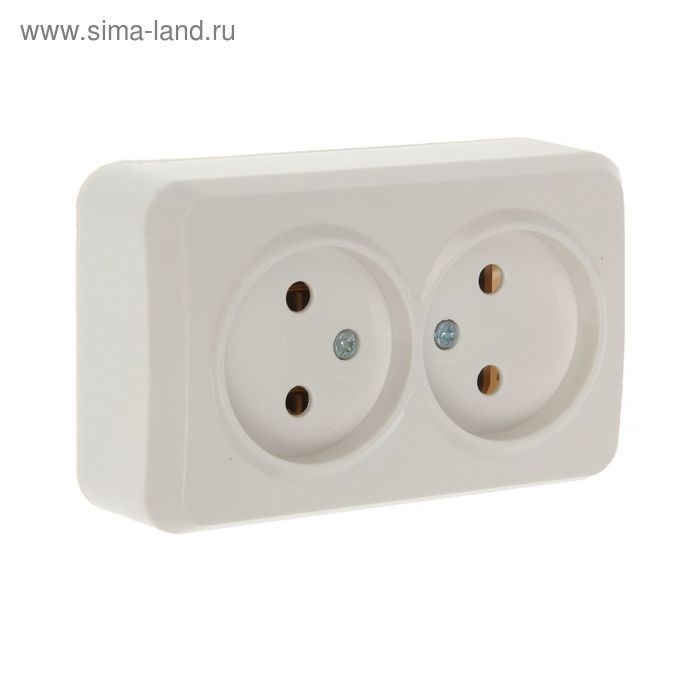 Розетка Smartbuy &quot;Юпитер&quot;, 10 А, двухместная, открытая, без з/к, белая