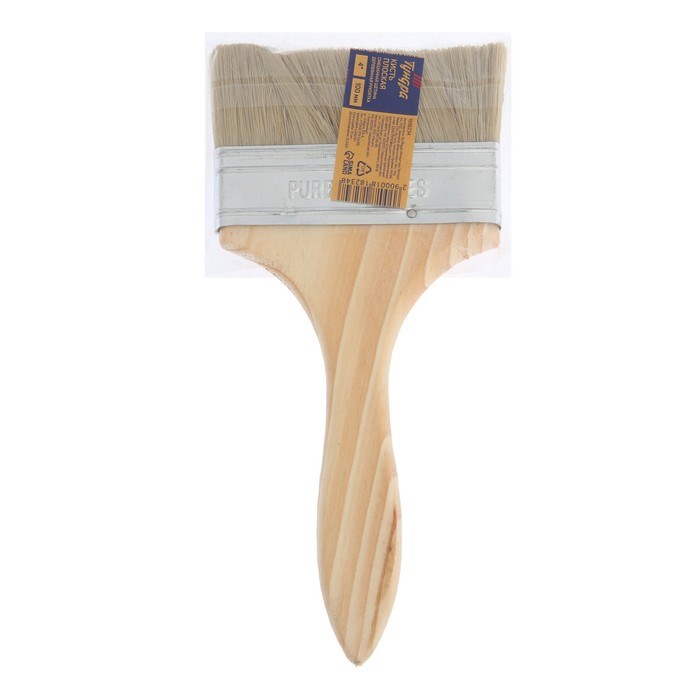 17097974_big Кисть плоская ТУНДРА, смешанная щетина, деревянная рукоятка, 4", 100 мм — изображение 5