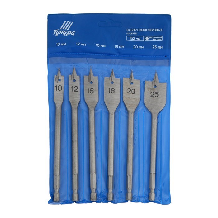 17104837_big Набор сверл перовых ТУНДРА, шестигранный хвостовик, 10-12-16-18-20-25 мм, 6 шт. — изображение 3