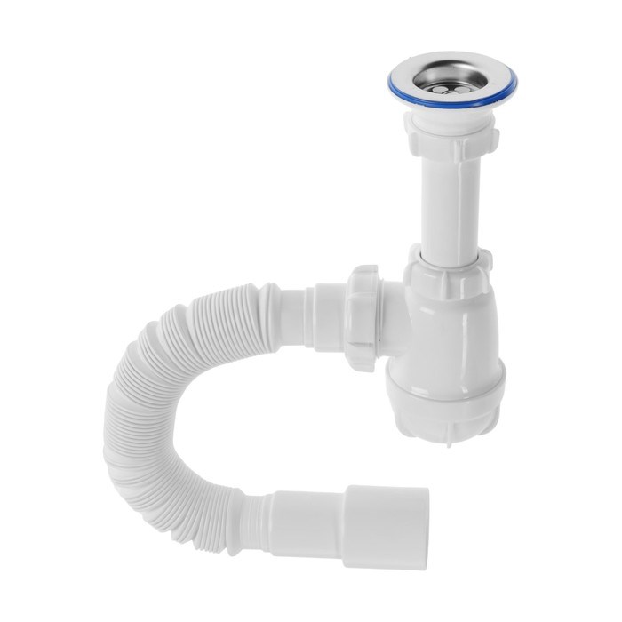 Сифон для раковины Aquant, 1 1/4&quot; х 40 мм, с металл. решеткой d=64 мм, с гофрой 40х40/50 мм