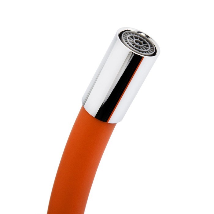 17129055_big Смеситель для кухни ZEIN Z2114, однорычажный, гибкий излив, картридж 40 мм, оранжевый/хром — изображение 6