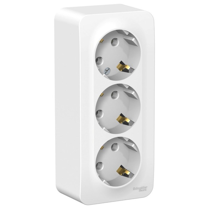 Розетка тройная SE Blanca, 16 А, 250 В, накладная, с з/к, IP20, белая, BLNRA010311