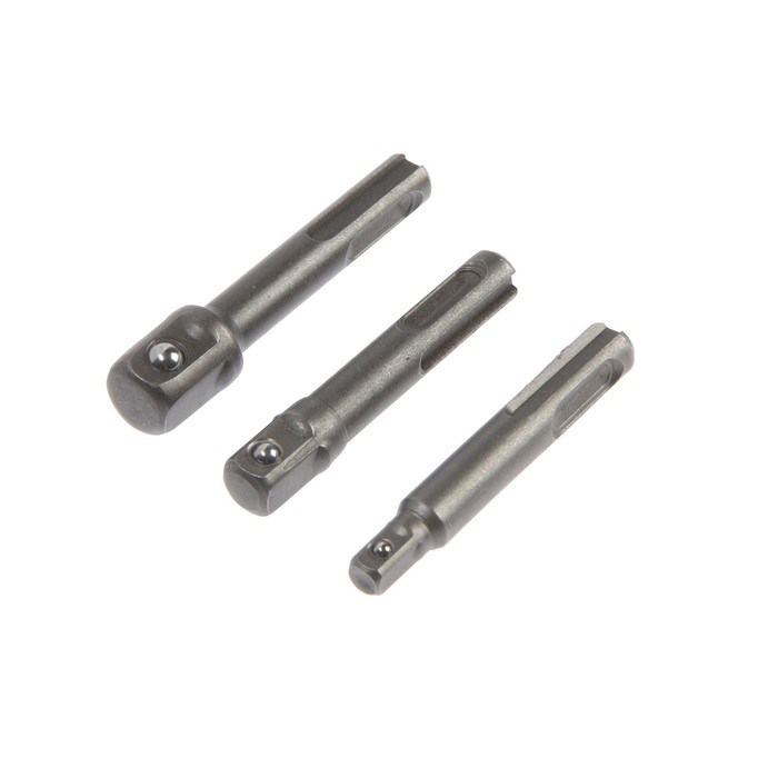 Набор адаптеров для торцевых головок ТУНДРА, SDS-plus, 1/2 x 75, 3/8 и 1/4&quot; х 65 мм, 3 шт.