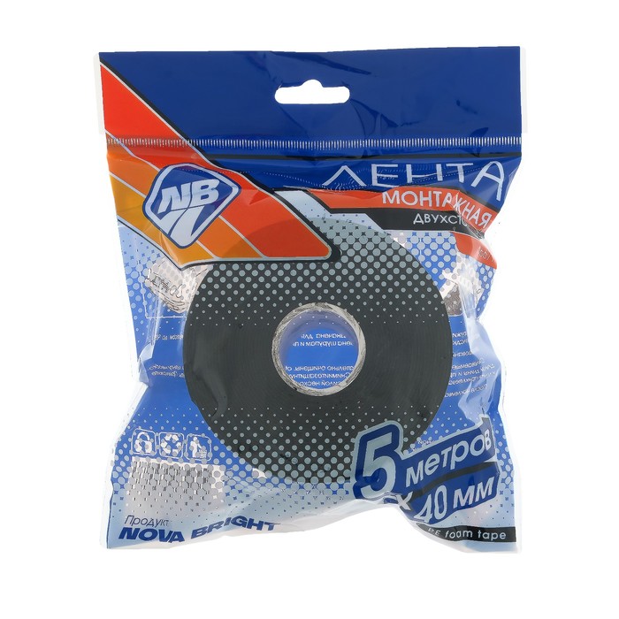 700-nw Лента клеящая двусторонняя Nova Bright, на вспененной основе, 40 мм х 5 м — изображение 4