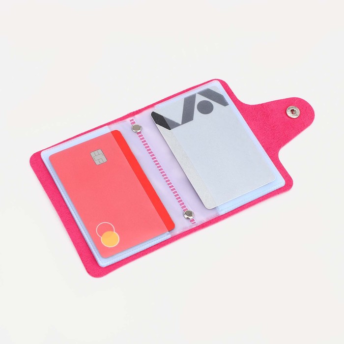 700-nw Визитница на кнопке, 12 карт, цвет фуксия — изображение 3
