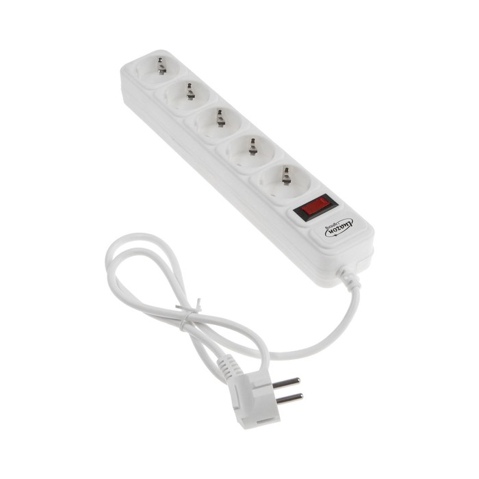 700-nw Сетевой фильтр Luazon Lighting, 5 розеток, 1.0 м, 2200 Вт, 3 х 0.75 мм2, 10 A, 220 В, белый — изображение 2